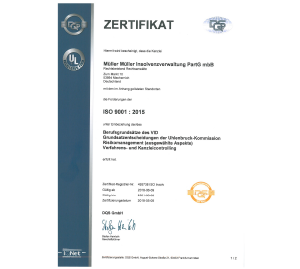 Zertifikat • Müller | Müller Insolvenzverwaltung